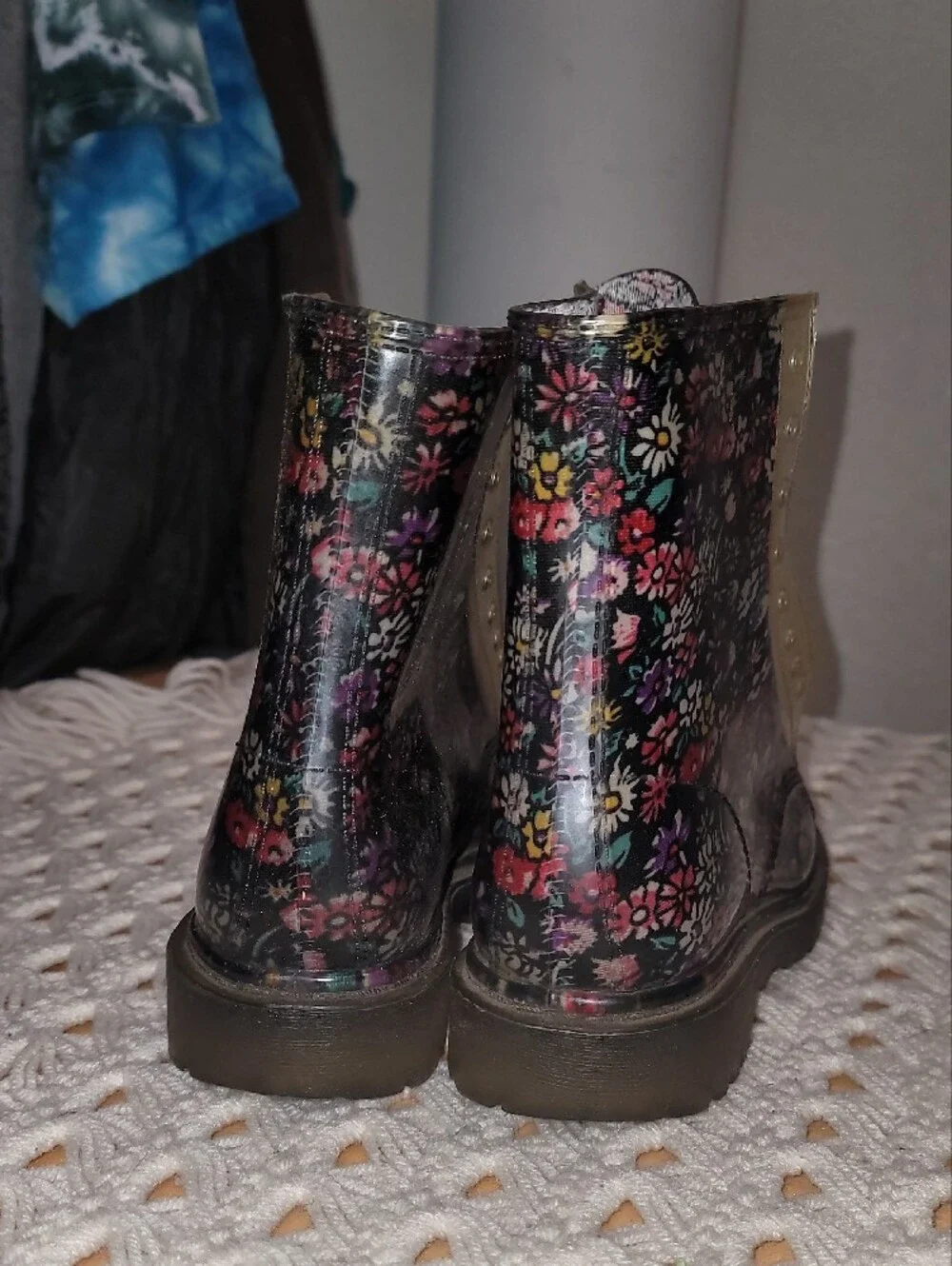 Dirty Laundry Kids Floral Rain & Snow Boots - Black with Multicolor Flowers